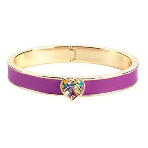 NWT Vera Bradley Heart Bangle in Plum Crazy logo Bracelet 12910 137 $38 CO